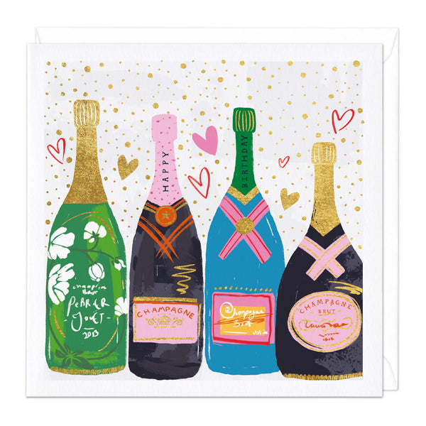 Greeting Card-D770 - Bright Champagne Birthday Card-Whistlefish