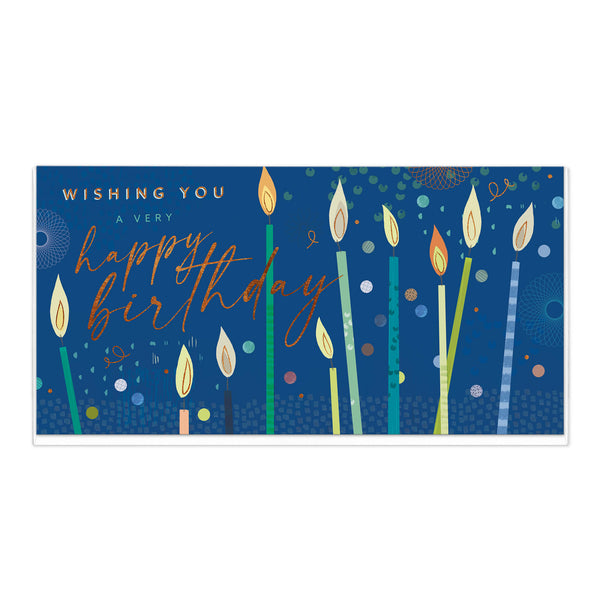 Greeting Card-D782 - Candles on Blue Birthday Card-Whistlefish