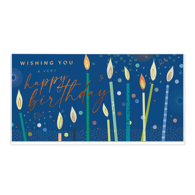 D782 - Candles on Blue Birthday Card