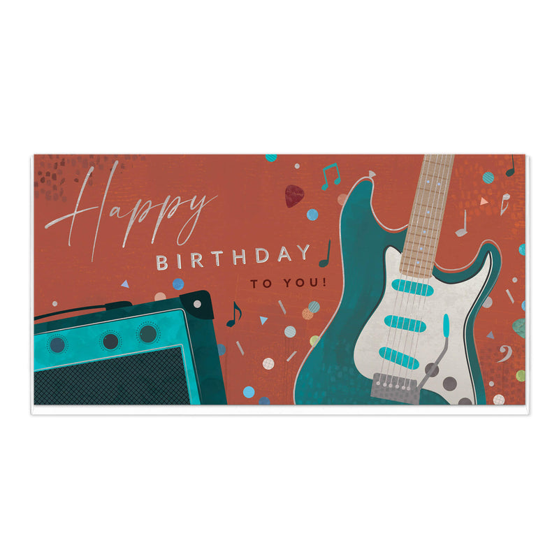 Greeting Card-D785 - Electric Guitar Slim Birthday Card-Whistlefish
