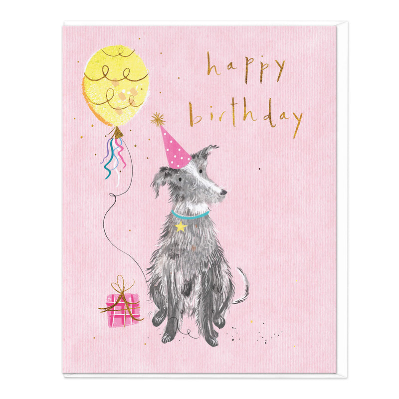 Greeting Card-D796 - Dog and Party Balloon Birthday Card-Whistlefish