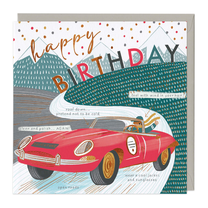 Greeting Card-D811 - Sports Car Birthday Card-Whistlefish