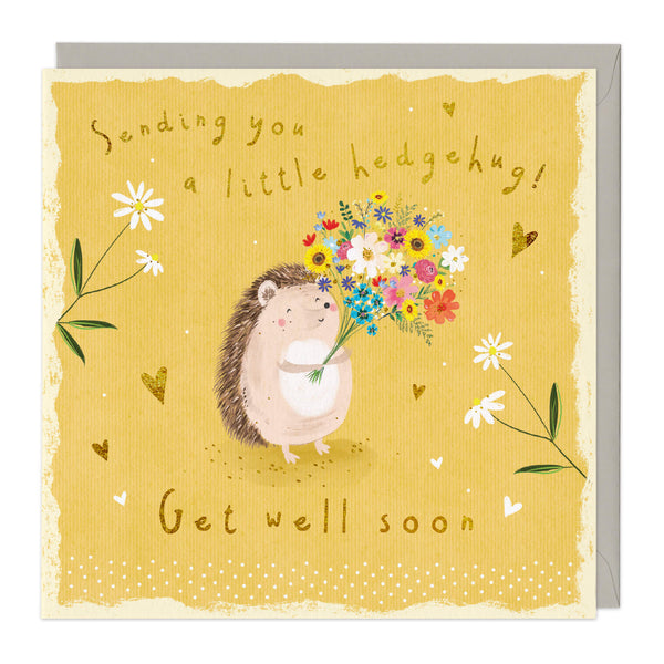 Greeting Card-D831 - Little Hedgehog Get Well Soon Card-Whistlefish