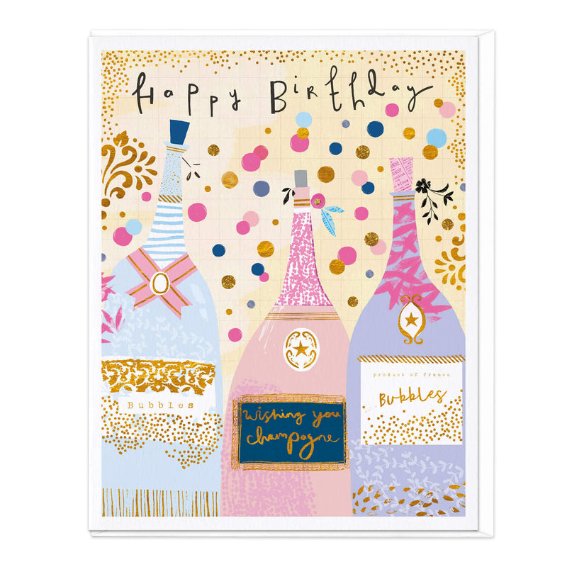 Greeting Card-D837 - Wishing You Champagne Birthday Card-Whistlefish