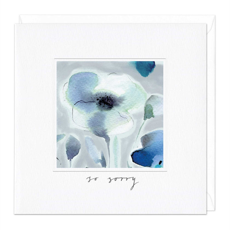 Greeting Card-D863 - Blue Poppy Sympathy Card-Whistlefish