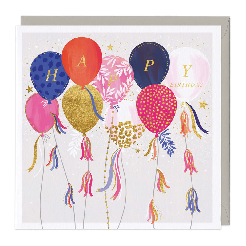Greeting Card-E003 - Balloons and Tassels Birthday Card-Whistlefish