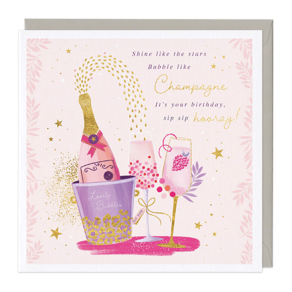 Greeting Card-E004 - Bubble Like Champagne Birthday Card-Whistlefish