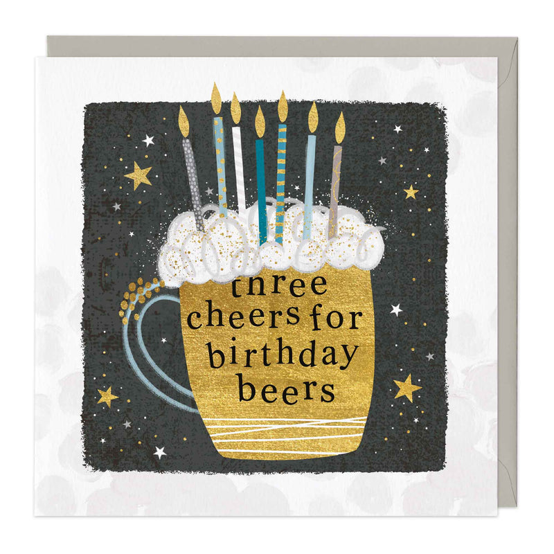 Greeting Card-E008 - 3 cheers for Birthday Beers card-Whistlefish