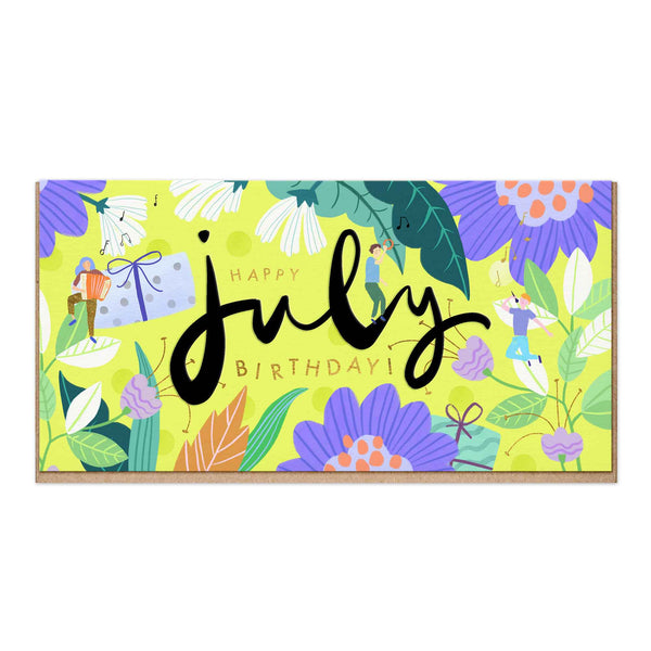 Greeting Card-E021 - Bright Embossed July Birthday Card-Whistlefish
