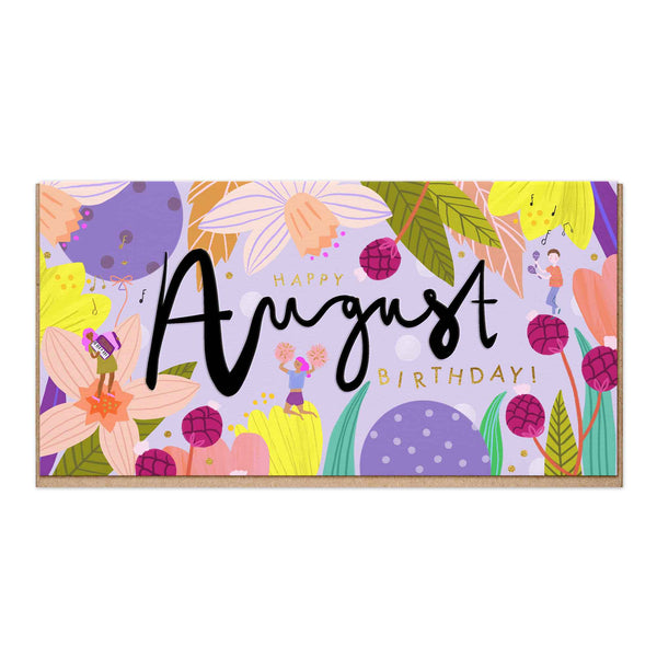 Greeting Card-E022 - Bright Embossed August Birthday card-Whistlefish
