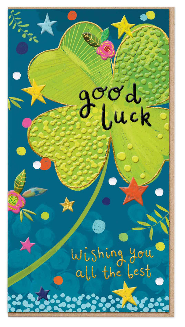 Greeting Card - E027 - Good Luck - Good Luck - Clover Greetings card - Whistlefish