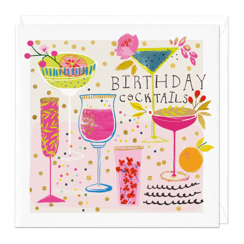 Greeting Card-E052 - Bright Cocktails Abstract Birthday Card-Whistlefish