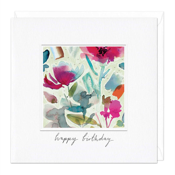 Greeting Card-E068 - Aqua Watercolour Birthday Card-Whistlefish
