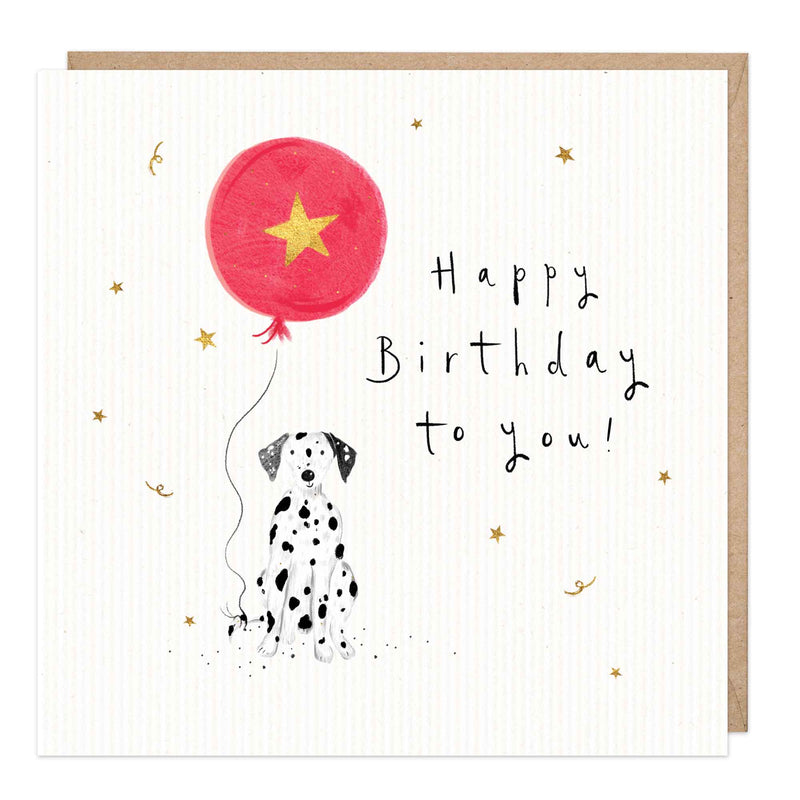 Greeting Card-E073 - Dalmatian with Balloon Birthday Card-Whistlefish