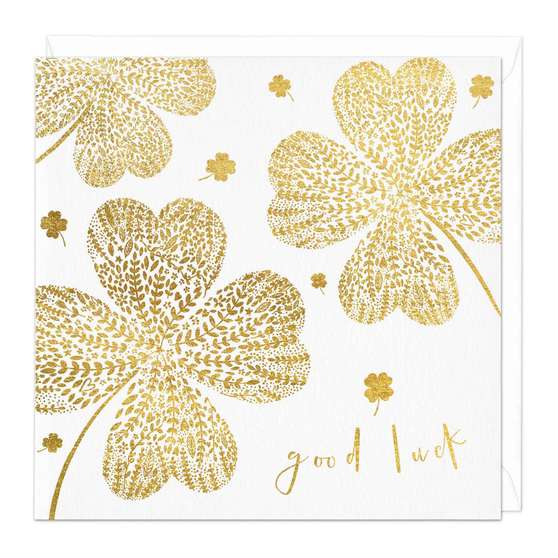 Gold Good Luck Clovers Card