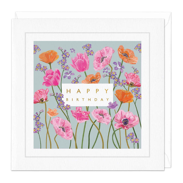Greeting Card-E082 - Happy Birthday Poppies-Whistlefish