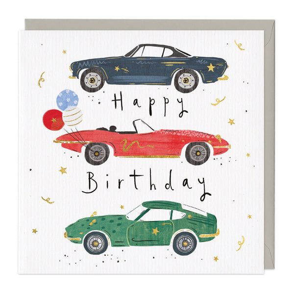Greeting Card-E096 - Classic Sports Cars Birthday Card-Whistlefish