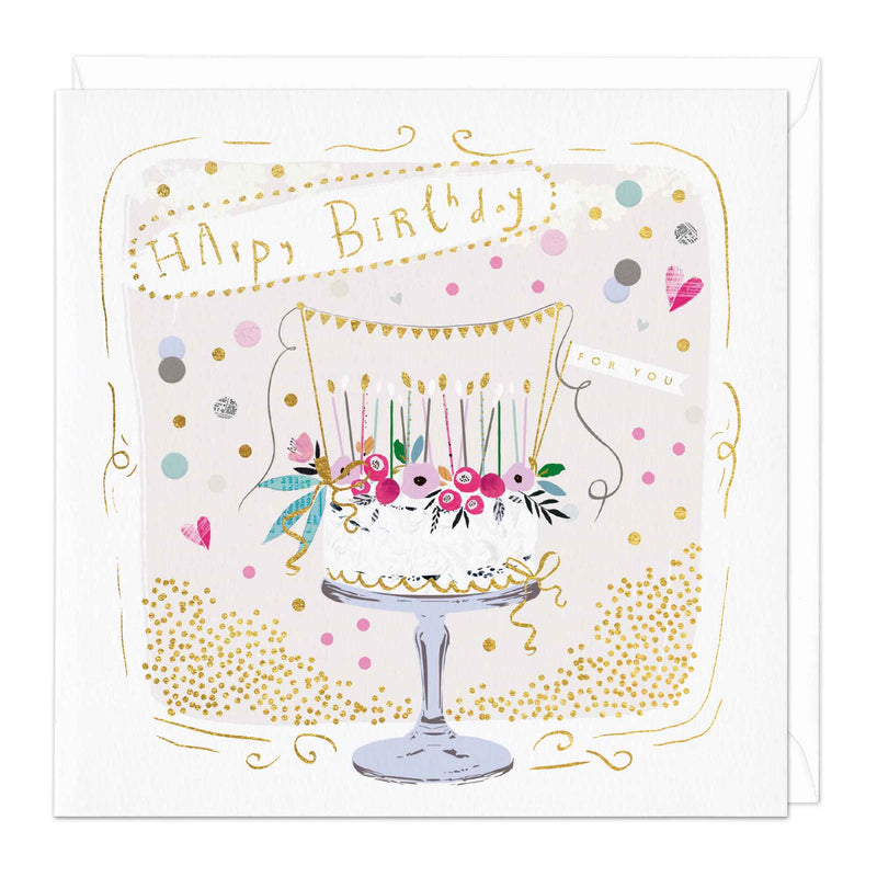 E104 - Pastel Cake Stand Birthday Card
