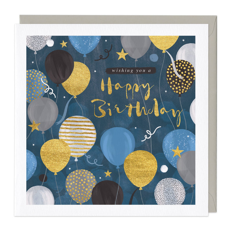 E111 - Blue and Gold Birthday Balloons