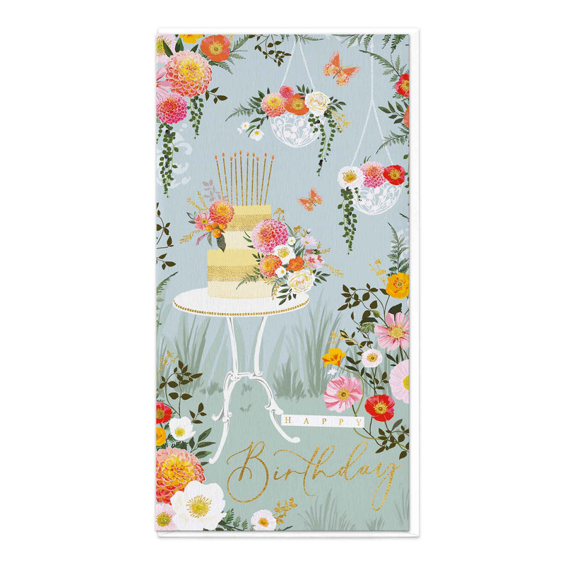 Greeting Card-E118 - Happy Birthday Garden Scene-Whistlefish
