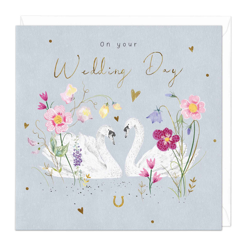 Greeting Card-E172 - Wedding Day Swans-Whistlefish