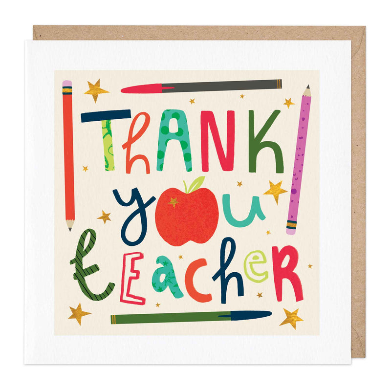 Greeting Card - E175 - Thank you Teacher Apple Card - Thank you Teacher - Greetings Cards - Whistlefish