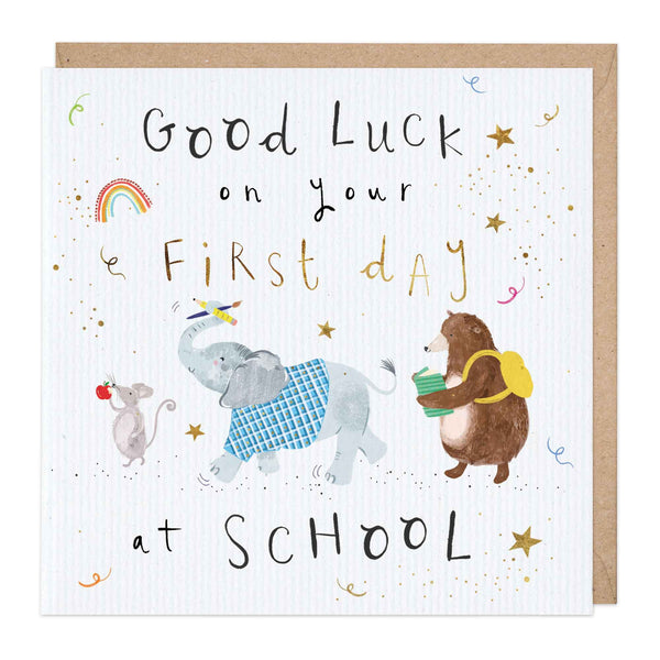 Greeting Card - E180 - Good Luck School Animals Card - 