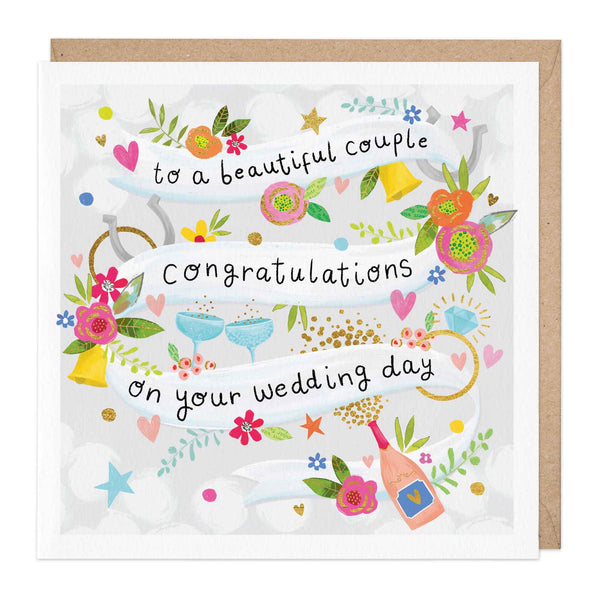 Greeting Card-E187 - Beautiful Couple Wedding Day Card-Whistlefish