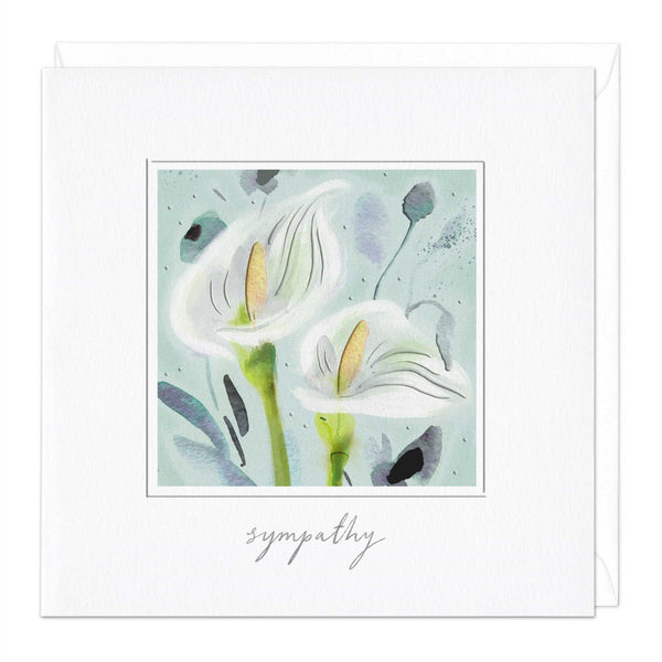 Greeting Card-E190 - Sympathy Lillies Watercolour Card-Whistlefish