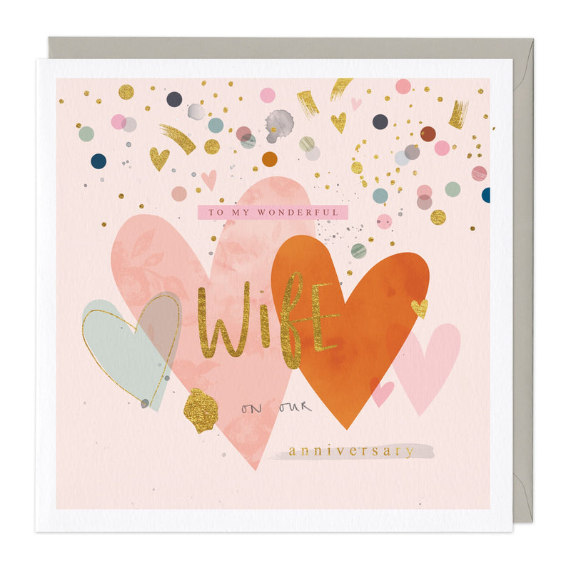 Greeting Card-E192 - Wonderful Wife Anniversary Heart Card-Whistlefish