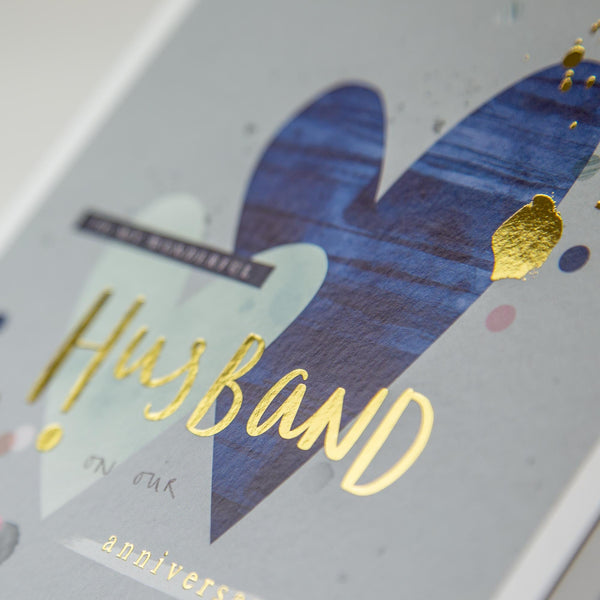 Greeting Card-E193 - Wonderful Husband Anniversary Heart Card-Whistlefish