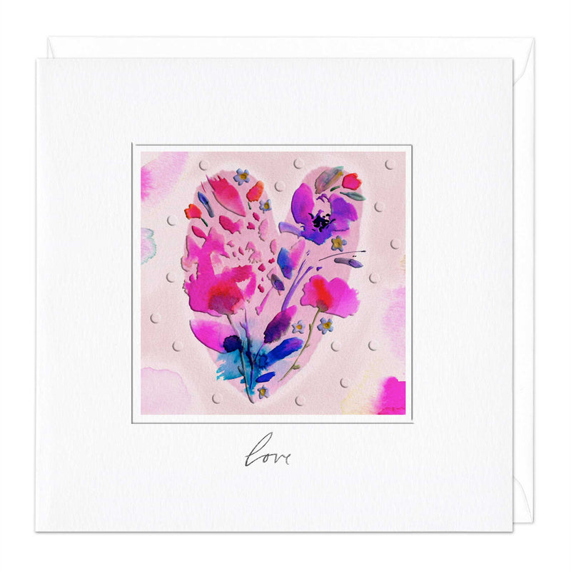 Greeting Card - E194 - Love Watercolour Heart Card - 