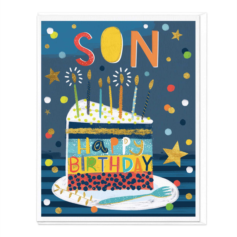 Greeting Card - E206 - Happy Birthday Son Cake Slice - Happy Birthday Son Cake Slice - Greeting Card - Whistlefish