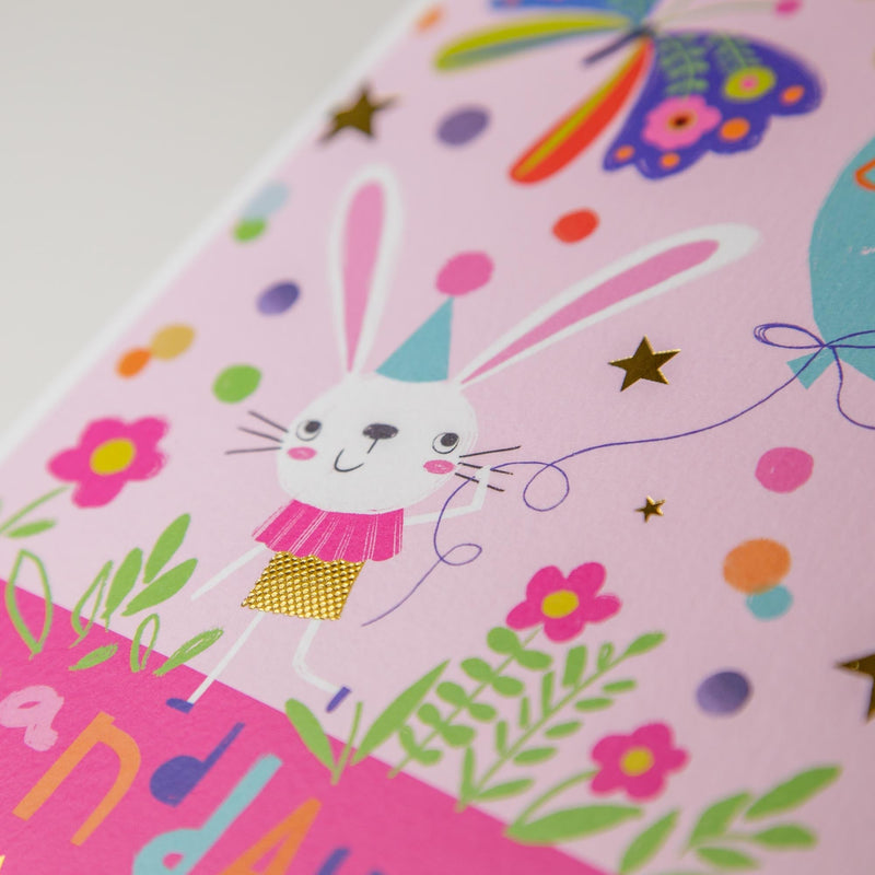 Greeting Card-E208 - Grandaughter Birthday Rabbit Card-Whistlefish