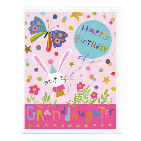 Greeting Card-E208 - Grandaughter Birthday Rabbit Card-Whistlefish