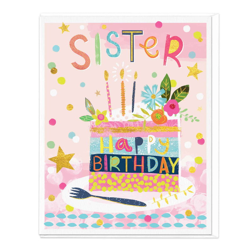 Greeting Card-E211 - Sister Birthday Cake Card-Whistlefish