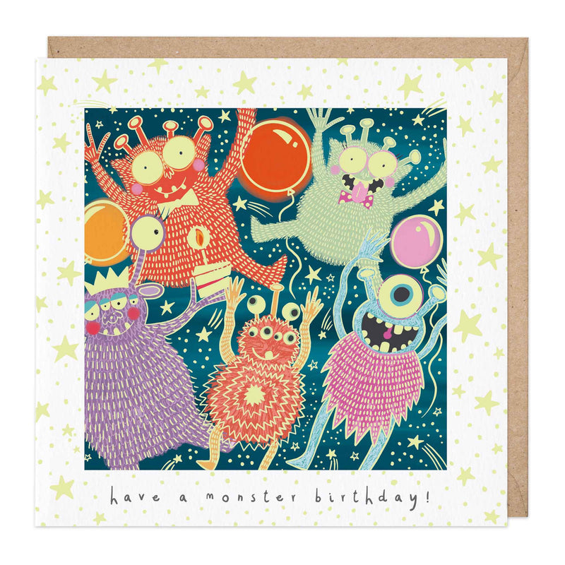 Greeting Card-E218 - Glow In Dark Monster Birthday Card-Whistlefish