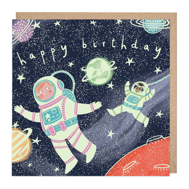 Greeting Card-E220 - Glow In Dark Space Birthday Card-Whistlefish