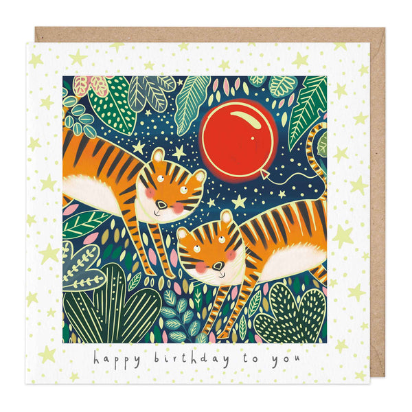 Greeting Card-E221 - Glow In Dark Tigers Birthday Card-Whistlefish