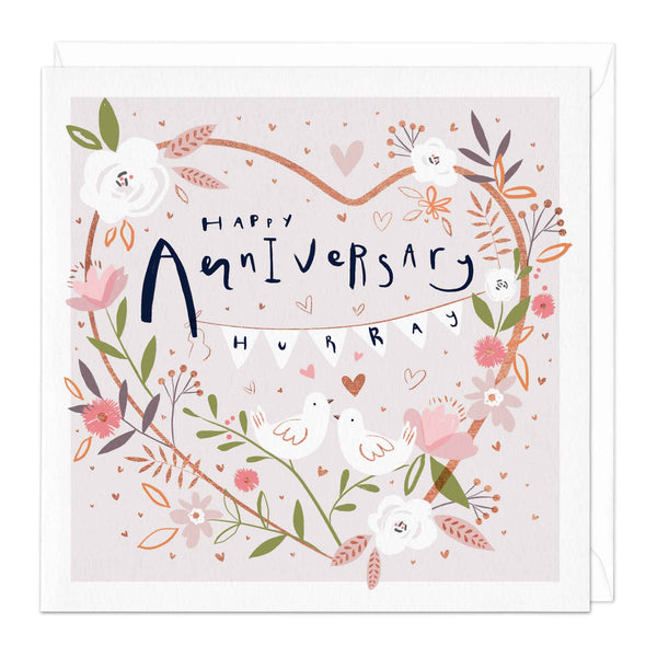 Greeting Card-E224 - Anniversary Hurray Floral Card-Whistlefish