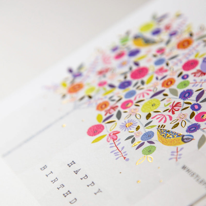 Greeting Card-E229 - Bird Tree Birthday Card-Whistlefish