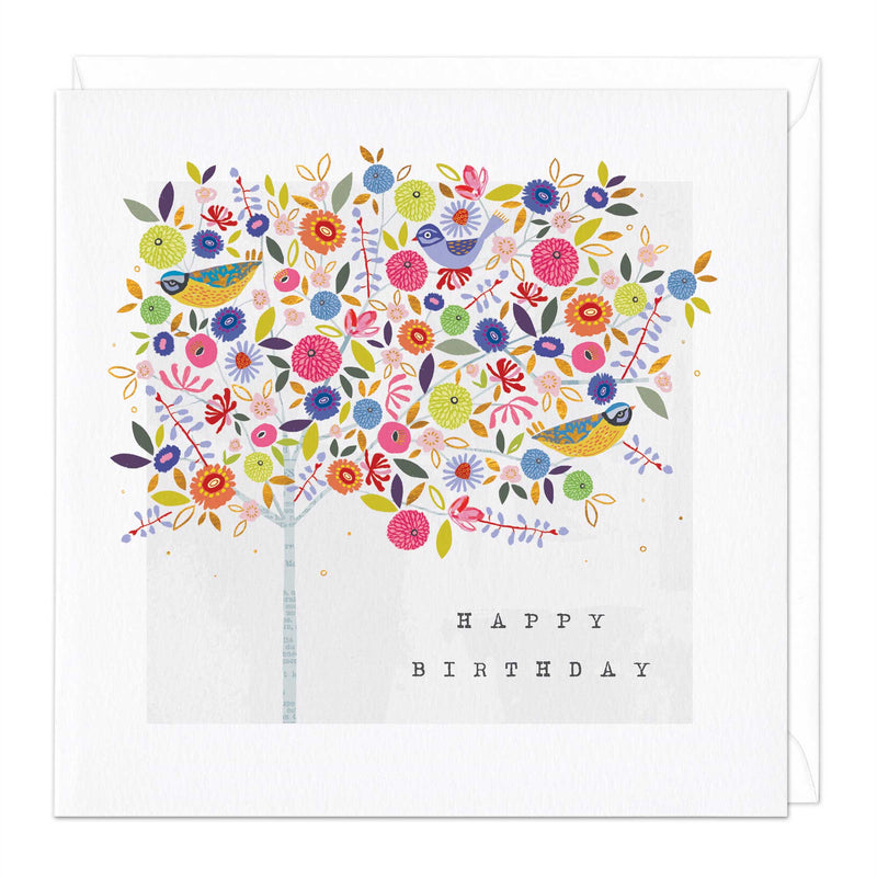 Greeting Card-E229 - Bird Tree Birthday Card-Whistlefish