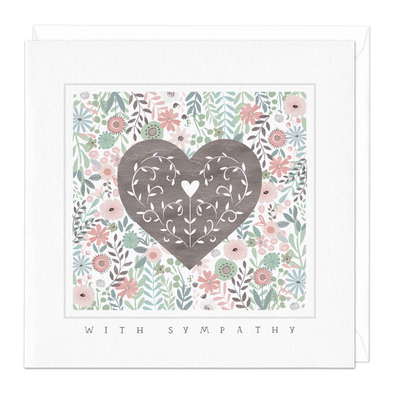 Greeting Card-E235 - Floral Heart Sympathy Card-Whistlefish