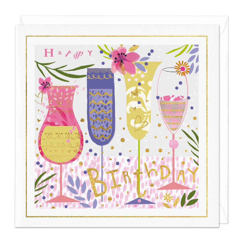 Greeting Card-E238 - Tropical Cocktail Birthday Card-Whistlefish
