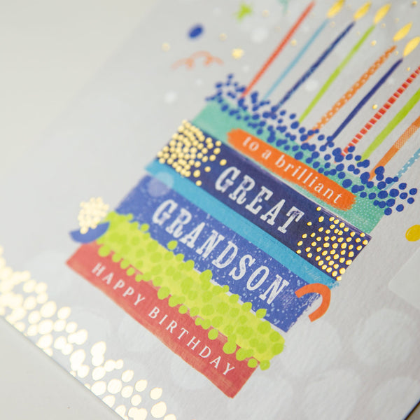 Greeting Card - E243 - Great Grandson Cake Birthday Card - Great Grandson Cake Birthday Card - Greeting Card - Whistlefish