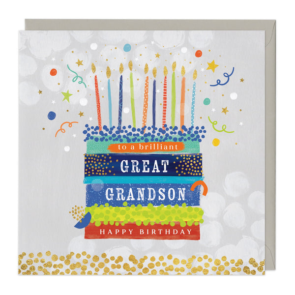 Greeting Card - E243 - Great Grandson Cake Birthday Card - Great Grandson Cake Birthday Card - Greeting Card - Whistlefish