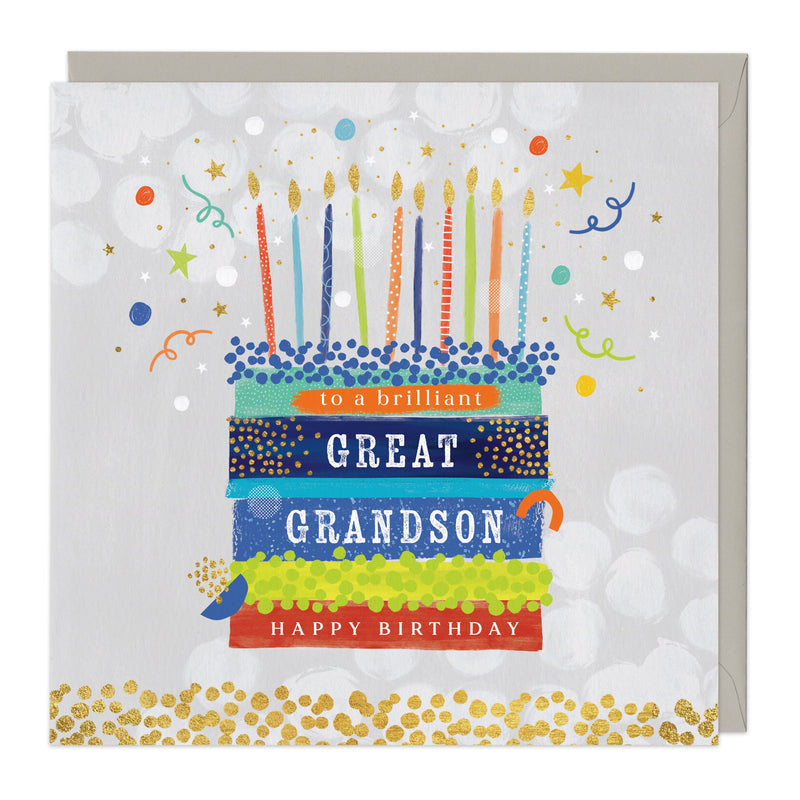 Greeting Card-E243 - Great Grandson Cake Birthday Card-Whistlefish