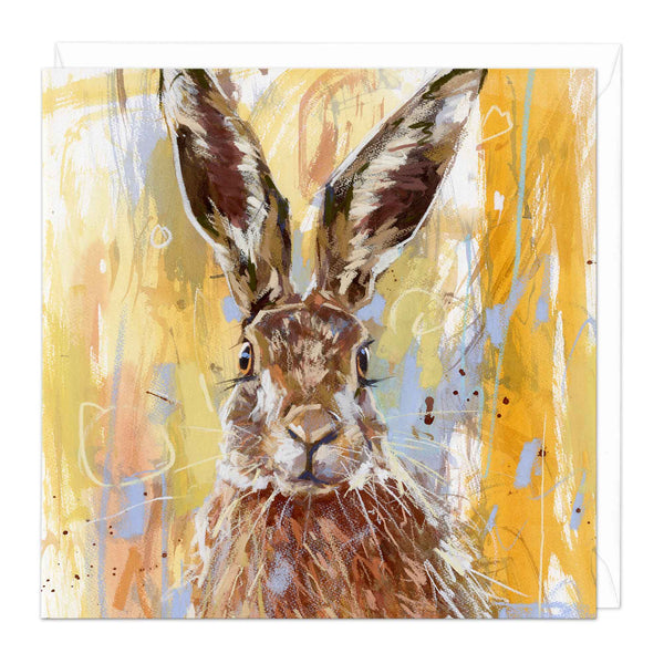 Greeting Card-E246 - Hare Yellow Card-Whistlefish