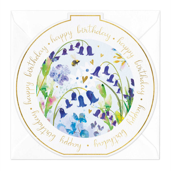 Greeting Card-E254 - Bluebells Birthday Round Card-Whistlefish