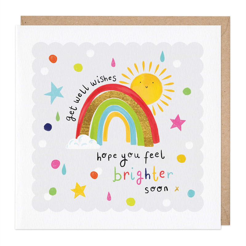 Greeting Card-E258 - Rainbow Sun Get Well Wishes Card-Whistlefish